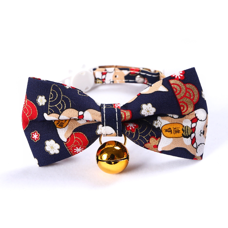 Gatos de ganancia ajustables perros de lazo de mascota collar de campana arco gatos perros collar general estilo japonés y coreano