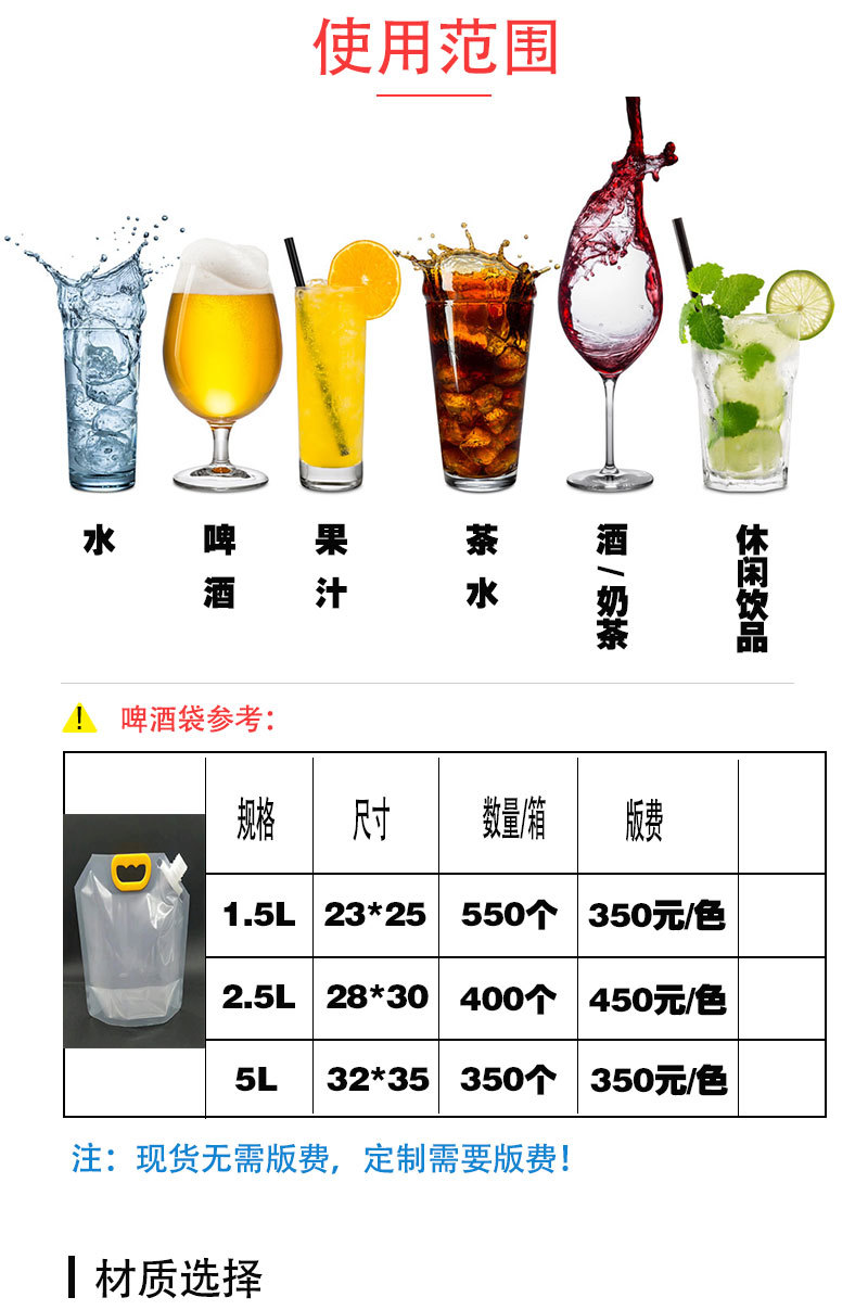 鲜啤袋 扎啤袋 啤酒打包外卖袋 卡瓦斯袋