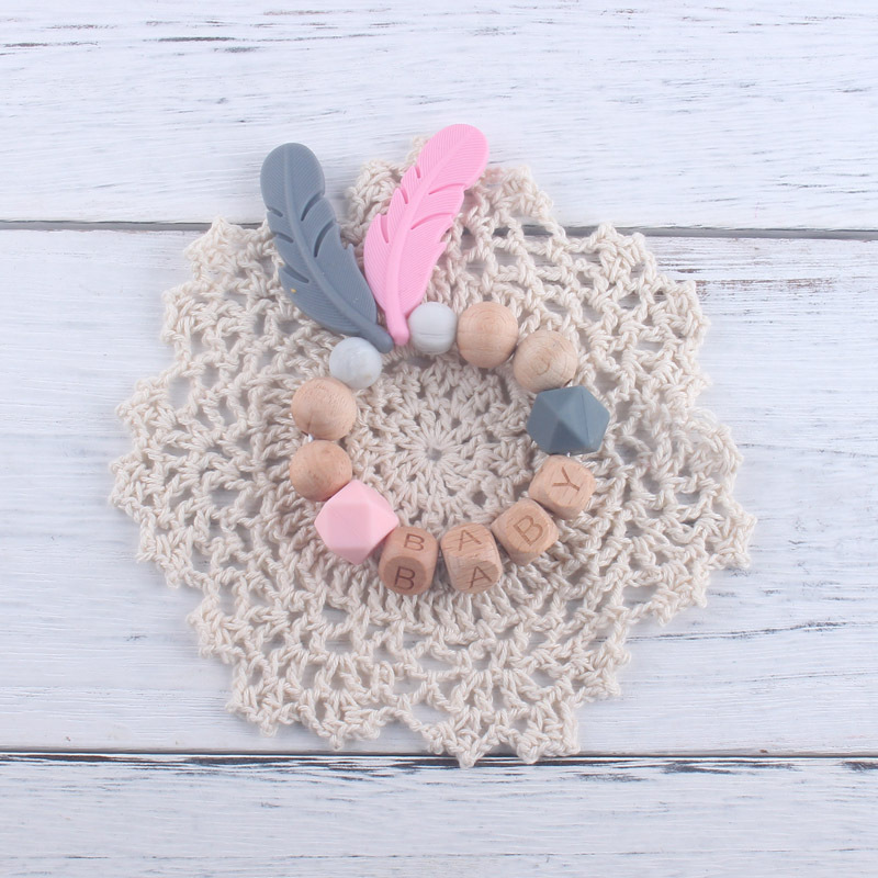 Baby Beech Cadena de chupete de silicona Cadena de molienda de dientes de bebé calmante cadena anti-caída cadena anti-perdida con Bell