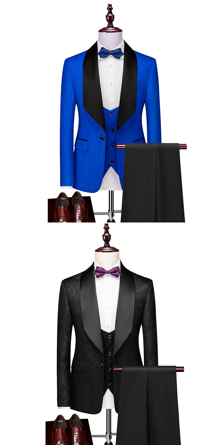 Men's Clothing new business casual suit suit men's wedding groom's dress hall suit three piece suit_viptrois.com
