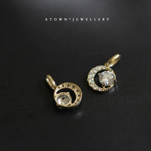 Crescent pendant 925 sterling silver plated 14K gold necklace zirconium diamond mini moon sun pendant pendant clavicle chain
