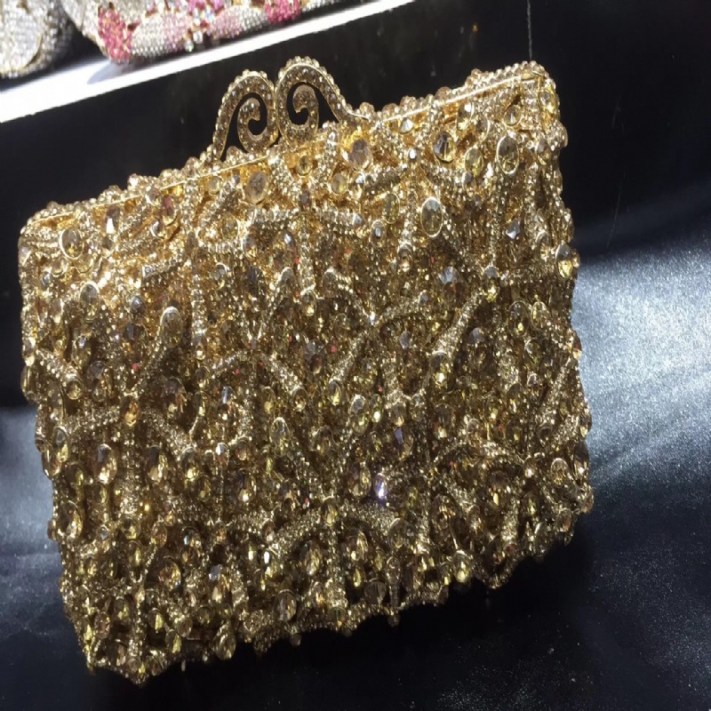 Transfronterizo nuevo paquete de cena de diamante de estrella de mar caja dura de metal vacío bolsa de cristal vestido de banquete bolsa de mano