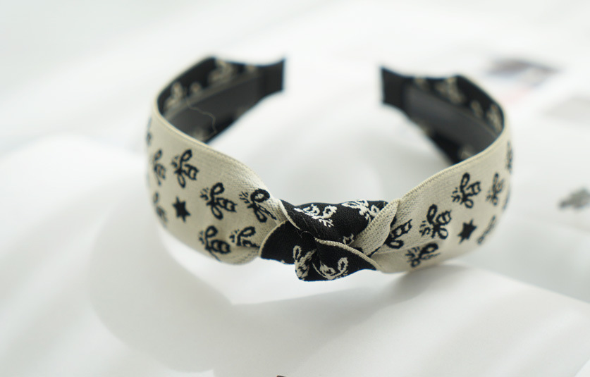 Retro Bee Pattern Fabric Bow Knotted Wide-brim Hairband display picture 3