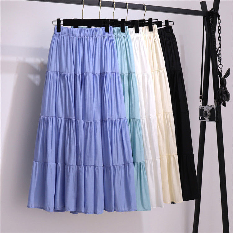 189g Weight Summer Spring Casual Solid Color Cotton Maxi Long Dress Skirts