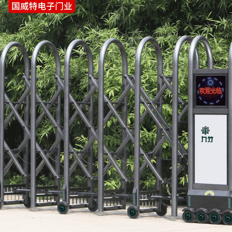 青岛电子门电动不锈钢伸缩门 社区小区学校门口伸缩门-阿里巴巴