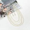 Sweater from pearl, necklace and earrings, set, accessory, European style, wholesale