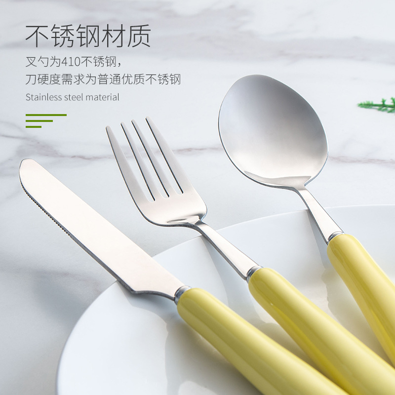 originality gift pinkycolor Ceramic handle 410 Stainless steel cutlery ceramics stainless steel Portable Fork Spoon