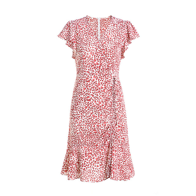 Summer French fashionable retro love printed tea break dress with drawstring sexy dress