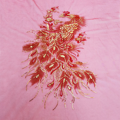 bright red Phoenix Embroidery Cloth sticker Jacobs Sewing full dress cheongsam show decorate accessories Manufactor wholesale