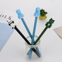 厂家直销卡通创意动物 熊猫独角兽青蛙造型中性笔水性笔 学生文具