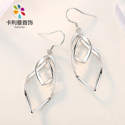 Europe and America Cross border Best seller Earrings Geometry curve Spiral S925 Silver earrings temperament Versatile Earrings One piece On behalf of