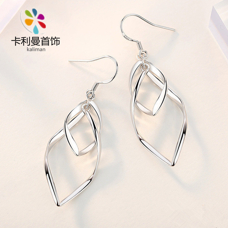 Europe and America Cross border Best seller Earrings Geometry curve Spiral S925 Silver earrings temperament Versatile Earrings One piece On behalf of