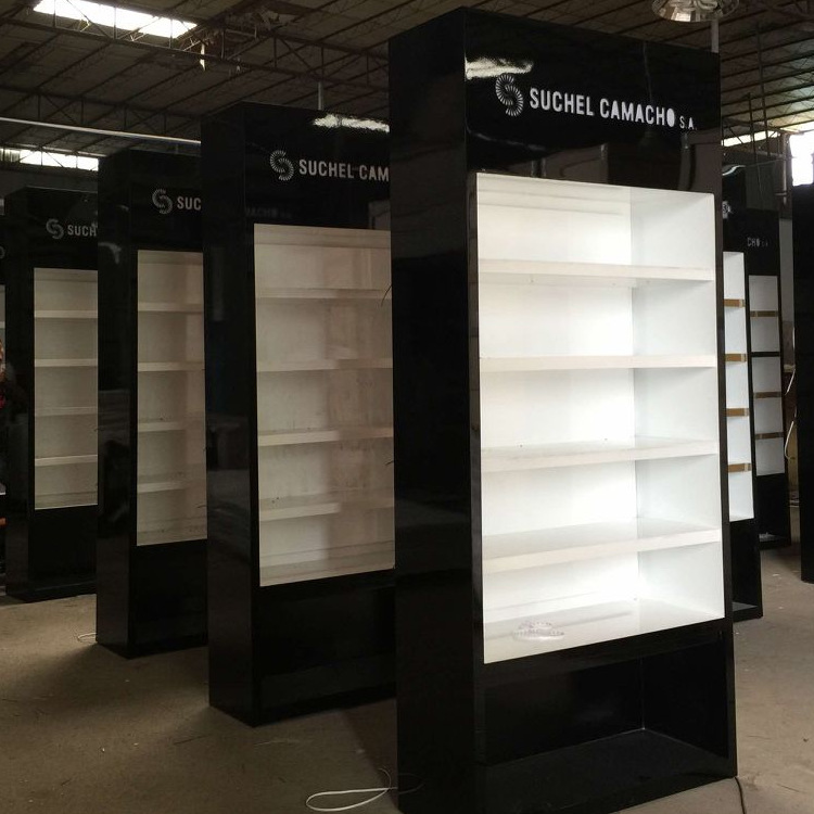 欢迎长期批量做黑亮光商场护肤品柜台精品白色烤漆展示陈列展柜