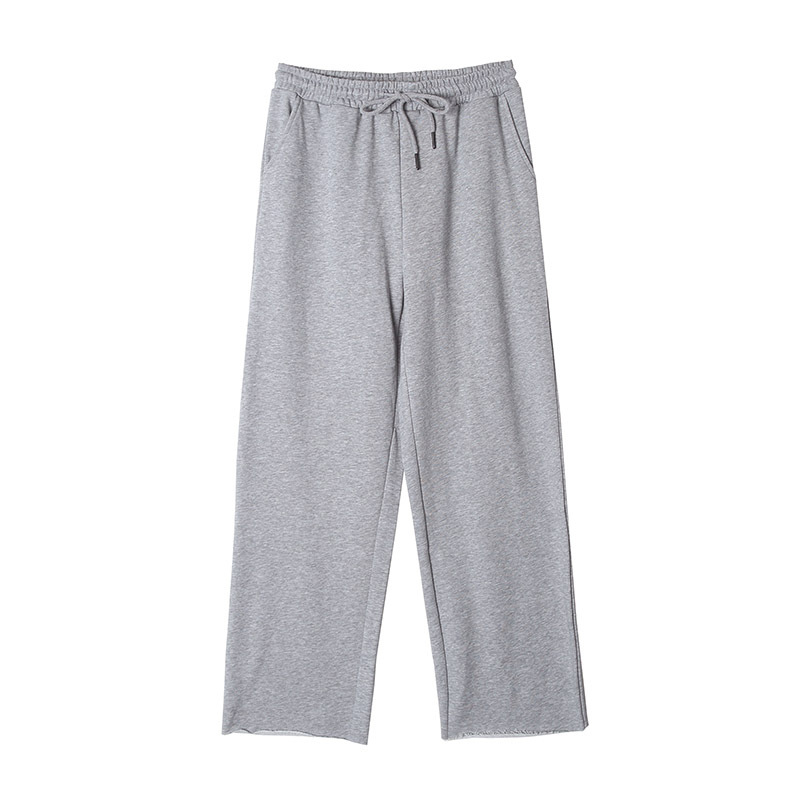 6535 Baumwolle, hohe Taille, elastisch, lässig, für Damen, lockere, gerade Sporthose mit weitem Bein, vielseitige lange Hose für Damen_voghion.com