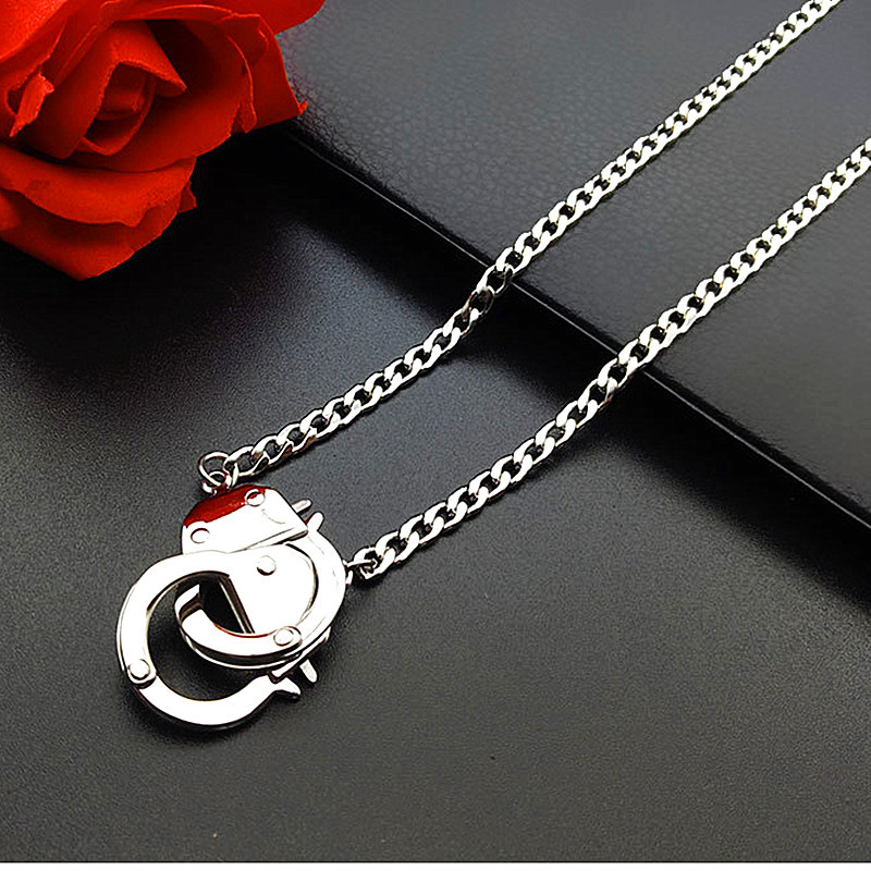 Men's small necklace titanium ins hip-hop punk Japanese and Korean stainless steel handcuff neck ornament_voghion.com