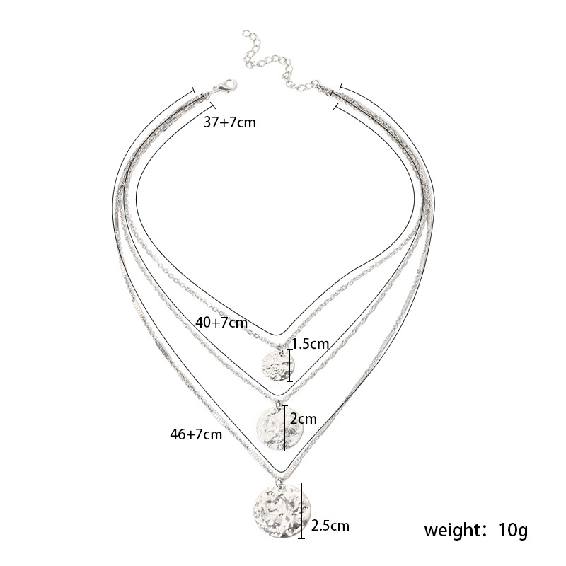 10g Weight Necklace Classification Wedding, Travel Occasion Women'S Gender Gold, Silver Color Multi-layer  Metal Sequined  Necklace 无