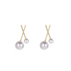 Tide, silver needle, small design earrings from pearl, silver 925 sample, simple and elegant design, trend of season, internet celebrity