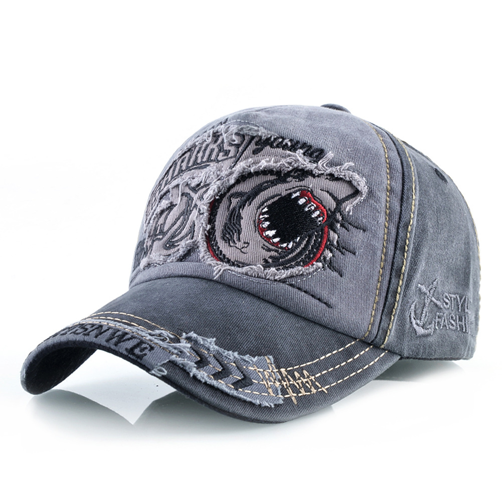 Washed Denim Baseball Cap Men's And Women's Trend Shark Personality Cap Spring And Autumn Shade Hat_voghion.com