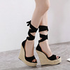 Comfortable rope sandals with slope heel