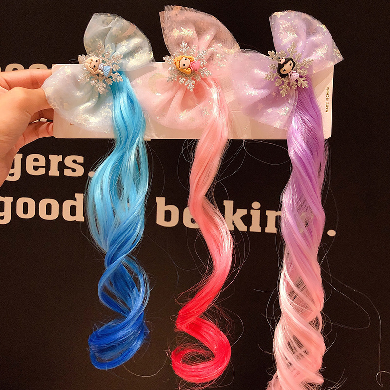 Fashion Gauze Frozen Princess Hairpin Gradient Wig Children's Braided Hairpin Little Girl Hairpin Clip Hair Accessories display picture 5