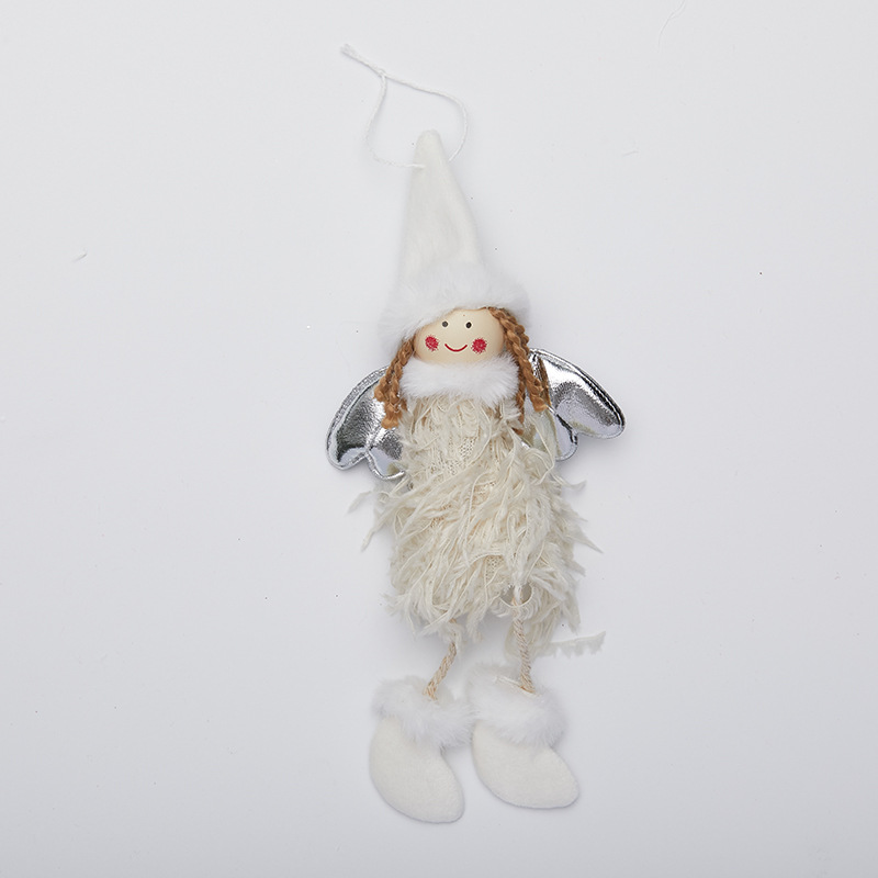 Angelina de Navidad colgante de peluche plumas adornos lindos colgantes con lámparas Angel Doll accesorios de decoración de árbol de Navidad