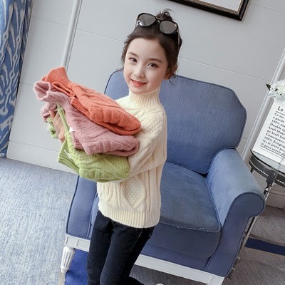 女童高领毛衣新款潮秋冬季韩版套头宽松加厚百搭小女孩洋气打底衫