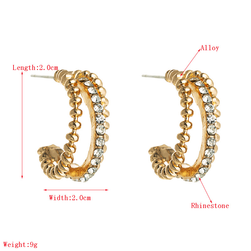 Fashion C Shape Diamond Alloy Artificial Gemstones Earrings display picture 1