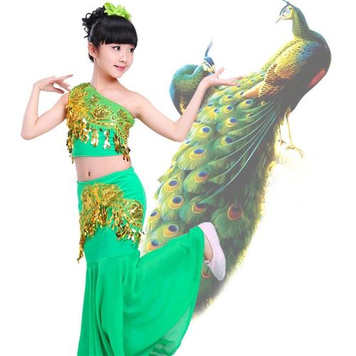 Children Dai dance costumes Girls peacock dance skirts Children fishtail skirt Belly dance costumes for kids