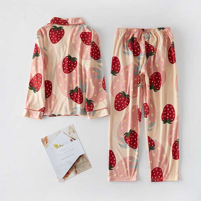 Pijamas de las mujeres de primavera y otoño 100% algodón de manga larga traje lindo Otoño e Invierno estilo coreano estudiante fresco desgaste del hogar de las mujeres