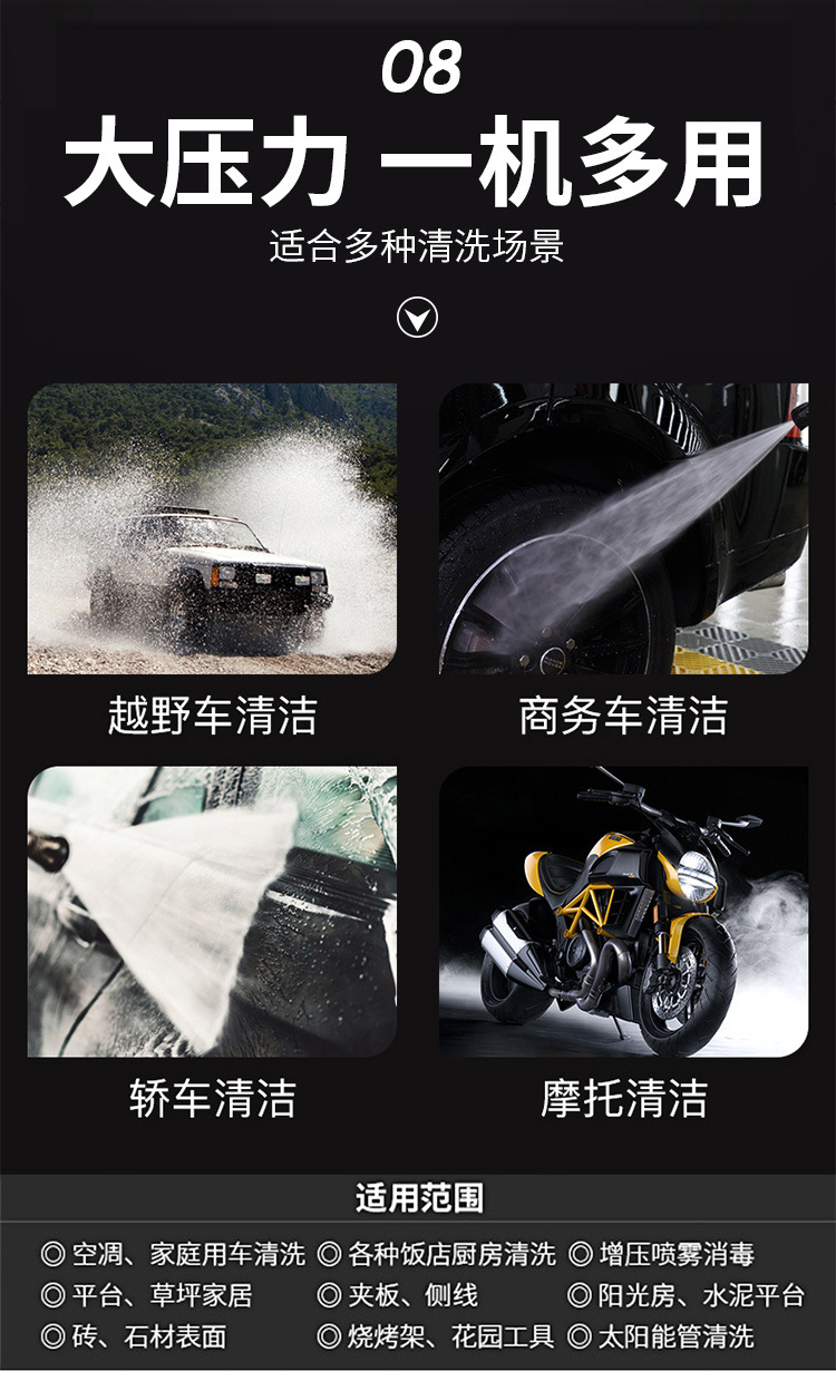 Newly Upgraded 2000W High-Power Car Washing Machine Household 220V High-Pressure Car Washing Machine Self-Priming Dual-Use Cleaning Machine in Stock
