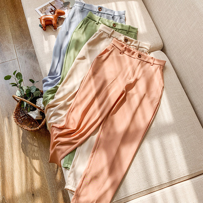 2020女新款高腰提臀收腹塑形修饰腿型牛仔芭比裤直筒西装裤|ru