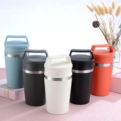 Portable Coffee Cup Stainless Steel Insulated Cup Creative Outdoor Sports Double Lid for Men and Women Couple 304 Gift
