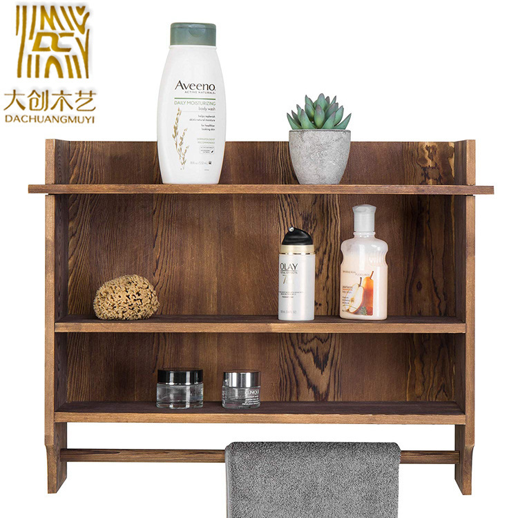Factory Direct Sales Kitchen Bathroom Wooden Multi-Functional Storage Rack Three-Layer Storage Rack Old Wooden Wall-Mounted Storage