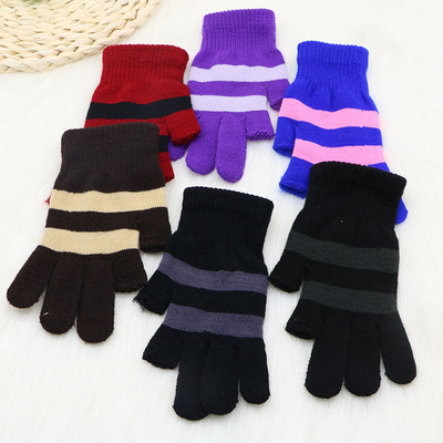 glove winter keep warm stripe Plush thickening Hemidactyly men and women currency Wool Autumn and winter adult Half glove
