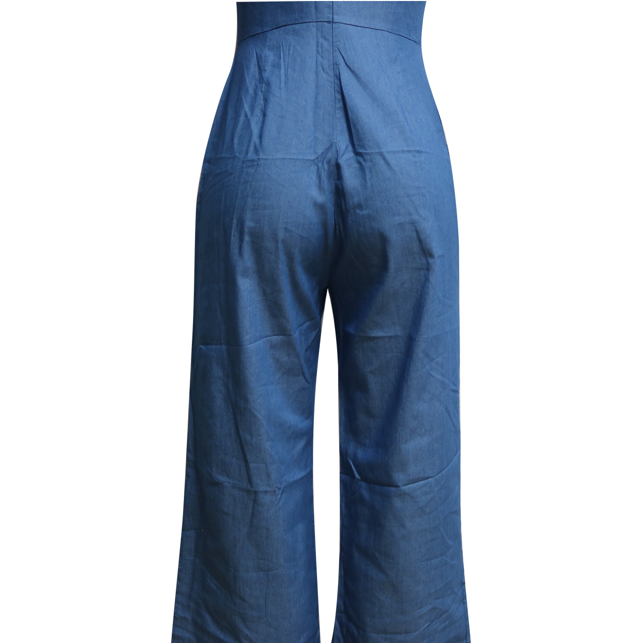 Boutique Casual Denim Solid Color Vest Backless Jumpsuit