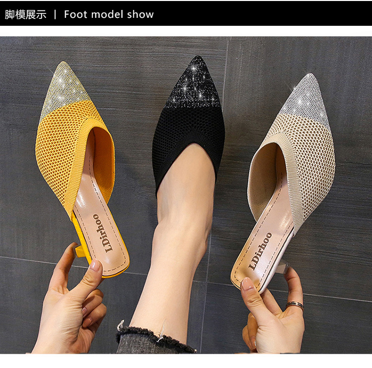 Fashion knitted pointed slippers women's...