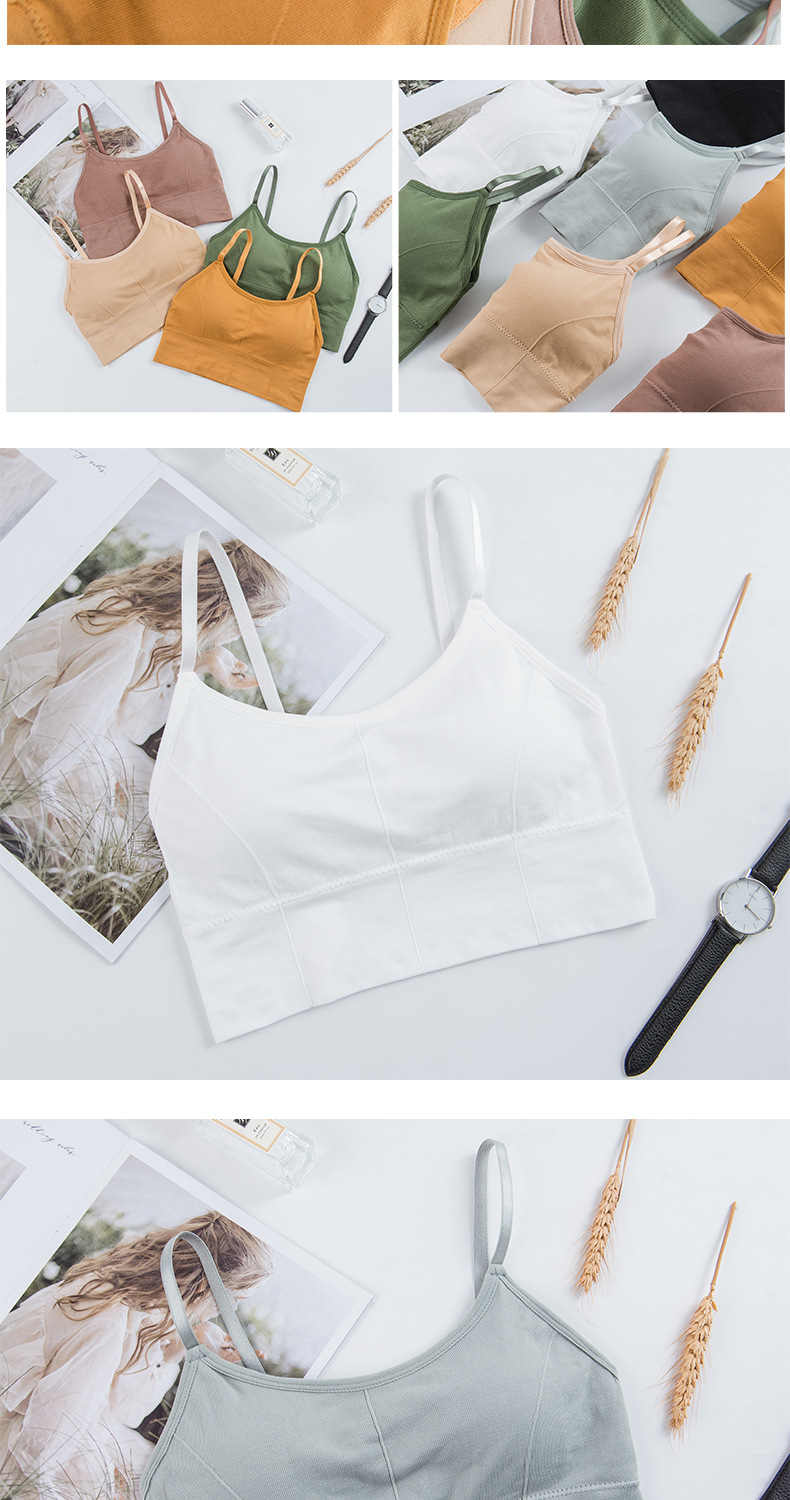 The new adjustable strappy bottom sports vest for girls is a backless and beautiful bra with a screw-around chest detail image 2