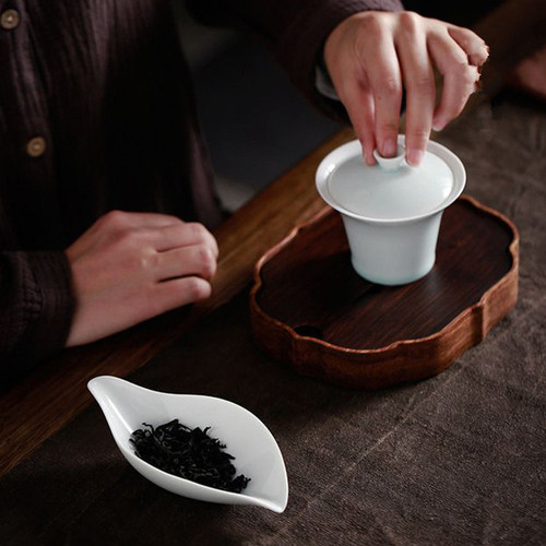 Handmade ceramic tea lotus small fresh tea solid color tea spoon special tea shovel Liuzijun tea ceremony accessories