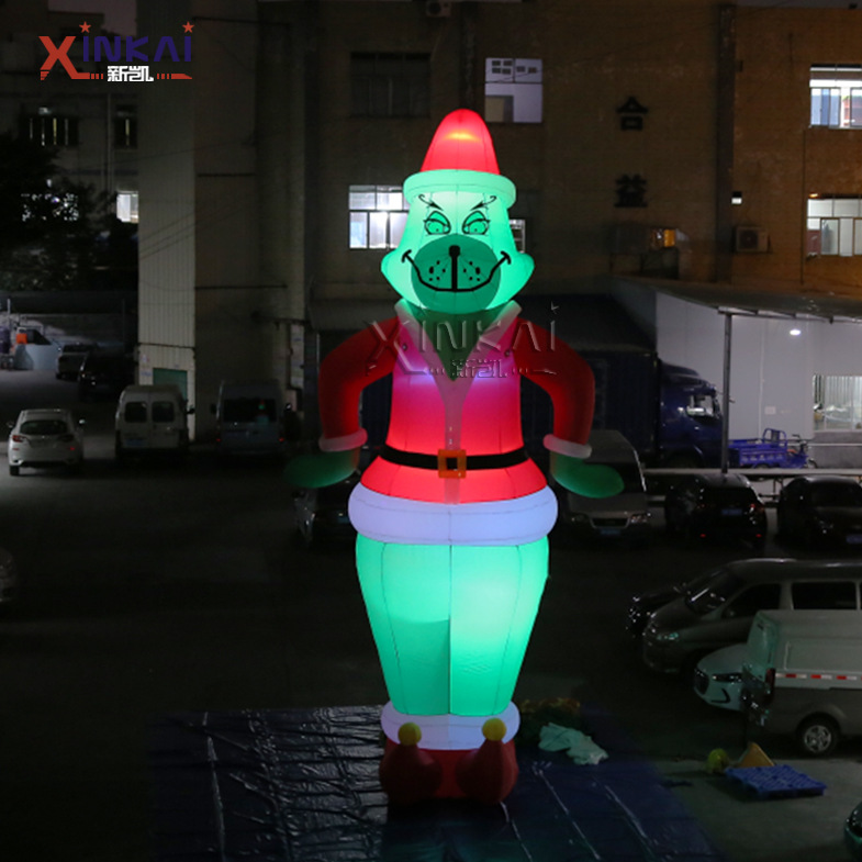 商业活动展览仿真模型 圣诞绿毛怪气模圣诞led灯光气氛展览绿毛怪