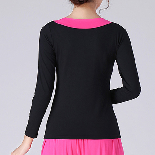 Middle-aged and elderly square dance clothing new yoga suit long and short sleeves large size dance practice fitness women's dance clothing