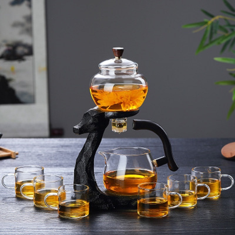 Yilu usted vidrio automático Kung Fu juego de té taza de té juego de té simple vidrio perezoso tetera creativa