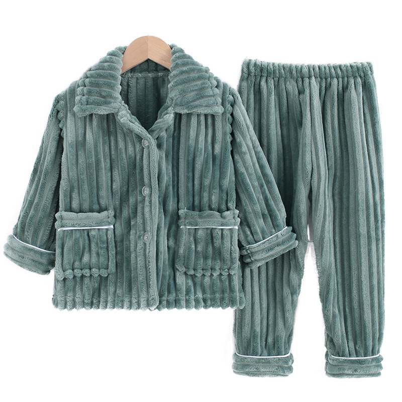 어린이 플란넬 잠옷 가을과 겨울 두꺼운 따뜻한 소년 소녀  의 집 옷 산호 양털 세트