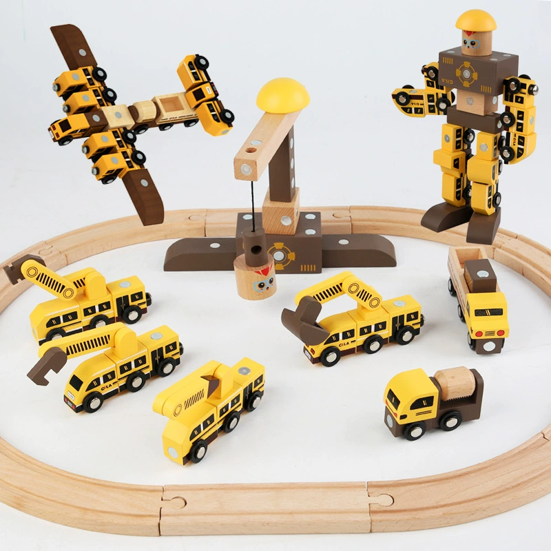 Creative magnetic robot, variable constructor, train railed, set, handmade