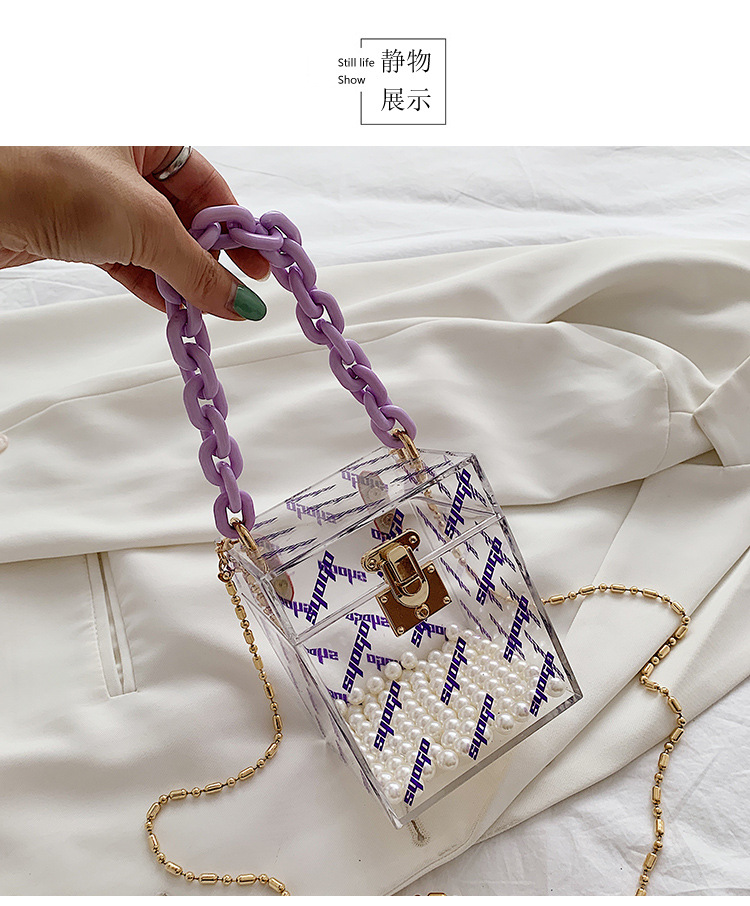 Summer New Trendy Korean Wild One-shoulder Messenger Chain Transparent Portable Jelly Bag display picture 3