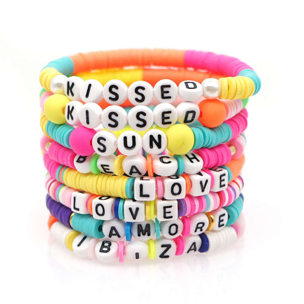 Fashion Trendy  Vacation Beach Style Color Soft Ceramic Letters Bracelet Female Jewelry Nihaojewelry Wholesale display picture 18