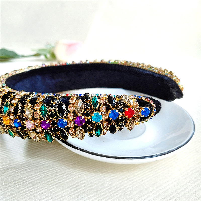 New Headband Rhinestone Hair Accessories Ethnic Style Full Diamond Beam Diamond Wide-brimmed Headband Wholesale Nihaojewelry display picture 7