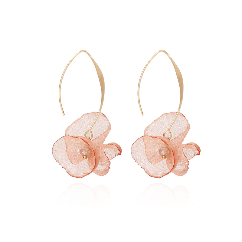 4g Weight Earrings Classification Housewarming, Anniversary, Business, Wedding, Travel, Birthday, Festival Occasion Alloy Material Flower Pattern Women'S Gender Sweet Style Rose Red, White, Beige, Pink, Red, Green, Blue, Yellow, Black Color Korean Summer New Lace Mesh Flower Earrings Color Petal Earrings Wholesale Nihaojewelry 25