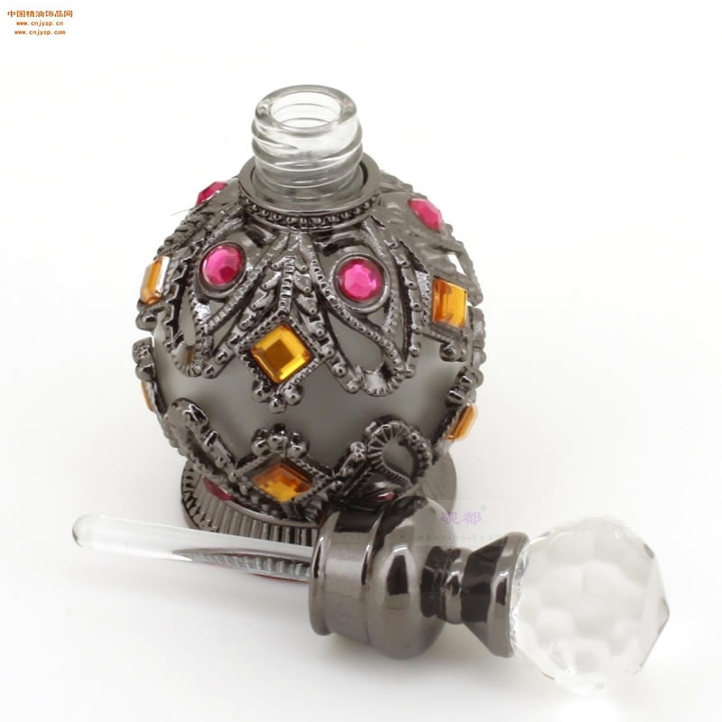 中国精油饰品网批发砚都15ml球形青古色满石真我精油瓶摆件3