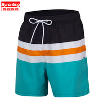 跨境印花短裤男士沙滩裤速干可下水温泉裤4分内衬欧美海滩冲浪裤