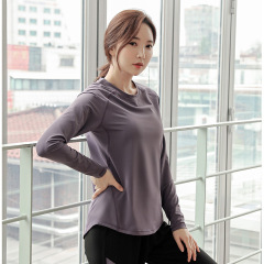 Large size fat mm 200 pounds loose quick-drying T-shirt yoga clothes long-sleeved gym training running sports autumn and winter